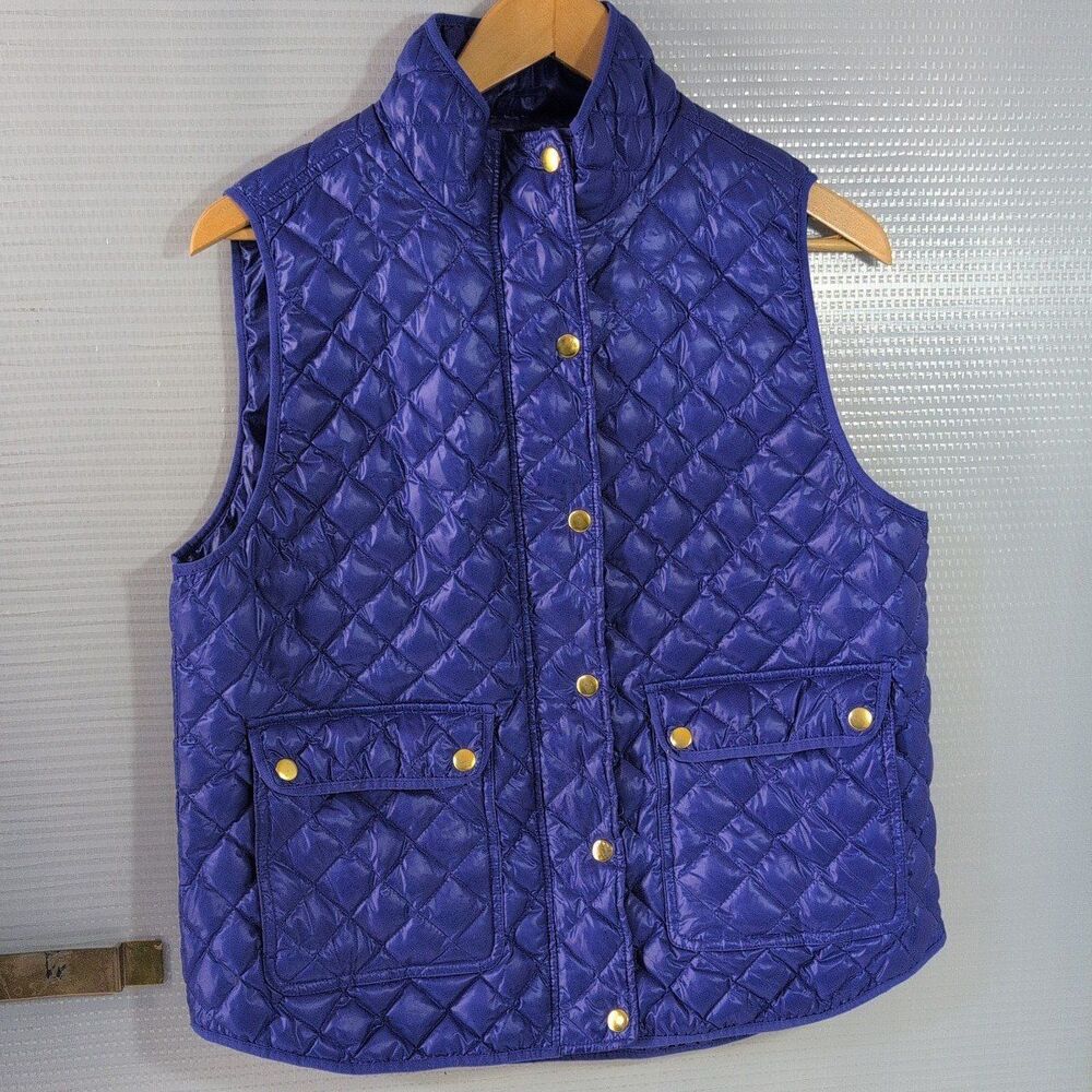 J. Crew Quilted puffer Vest Purple Size Large